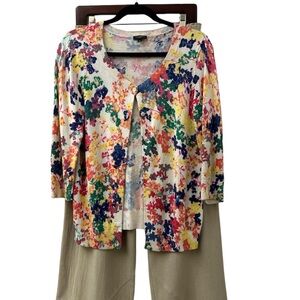 > Talbots Floral Fitted Button Down Cardigan Women’s Size Medium MP